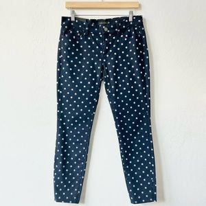 Ann Taylor Skinny Ankle Blue Jean Pant Embroidered White Flowers, Size 4, NWT